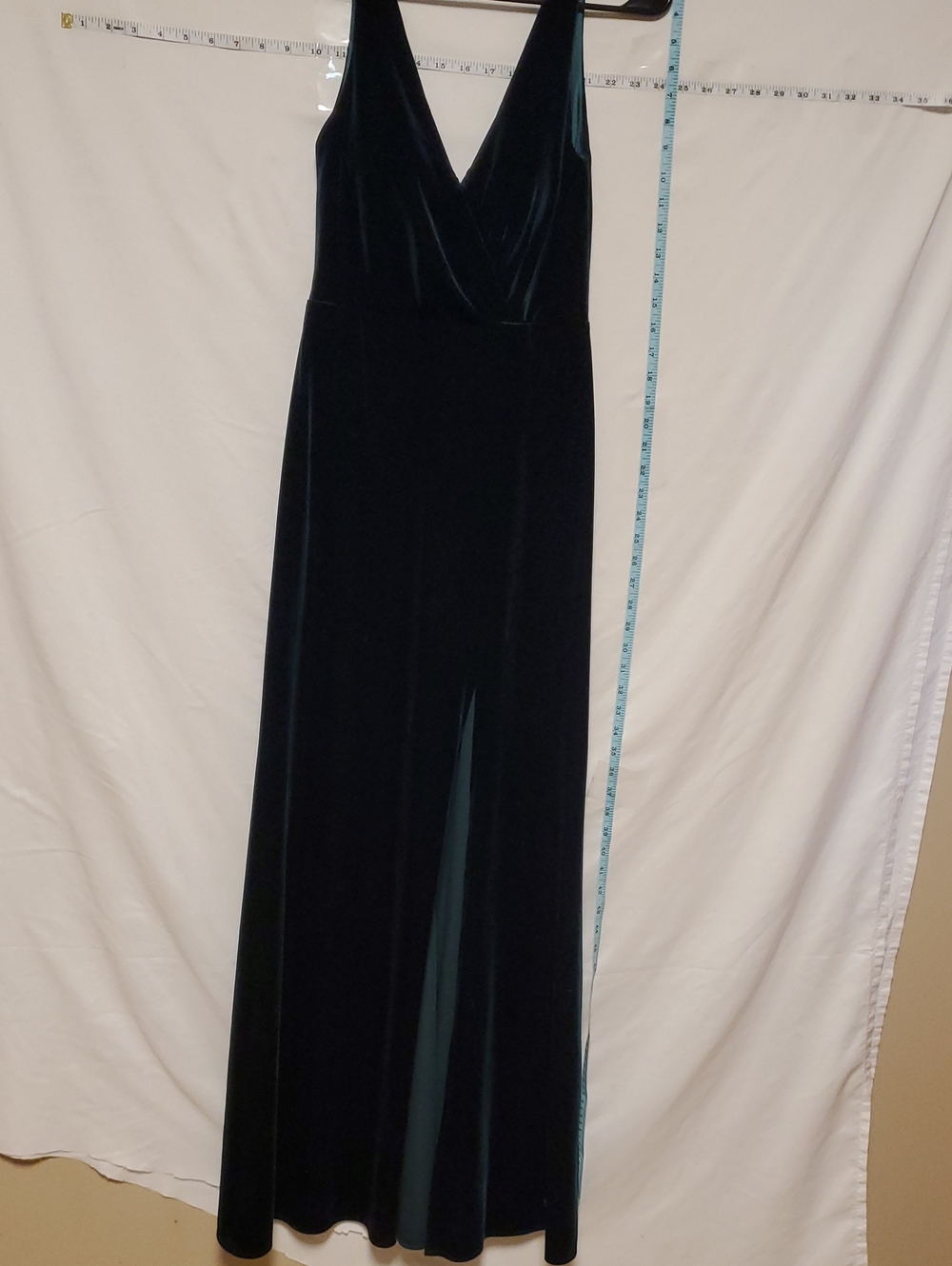 Jenny Yoo Sleeveless Velvet V-Neck Maxi Dress Emerald Green Side Slit Sz2 Bridal